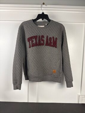 Press box Texas A&M Quilted Gray Sweatshirt with Maroon Applique size SP